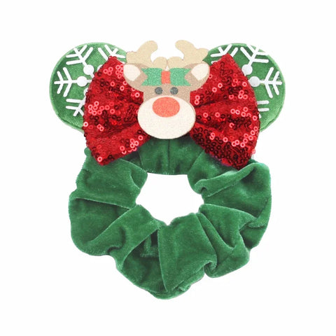 Disney Christmas Day Scrunchies Haarband Vrouwen Elastische Paardenstaart Houder Meisjes Pailletten Strik Kids Haaraccessoires