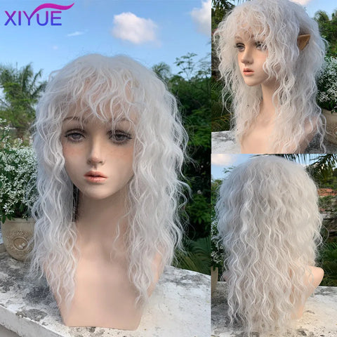 XIYUE Synthetic Long Straight Lolita Wig with Bang Red Ombre Black Cosplay Party Halloween Christmas Wavy Curly Harajuku Wig