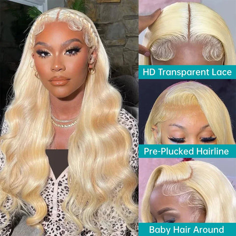 30 inch 613 Blonde 13x4 HD Lace Front Human Hair Wig Pre Plucked Brazilian Body Wave Lace Front Wig 13x6 220% Density For Women
