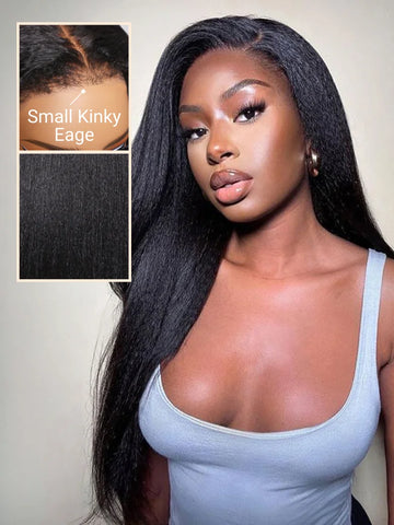 Beautyforever NEW Elastic Drawstring Glueless Human Hair Wig Yaki Straight 7x5 Bye Bye Knots Wear and Go Glueless Wig Raw Hair