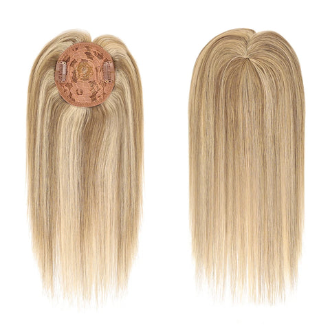 12inch Womens Hair Topper with Clips 100% Remy Human Hair Toppers for Thin Hair Clip In One Piece Hair Extensions