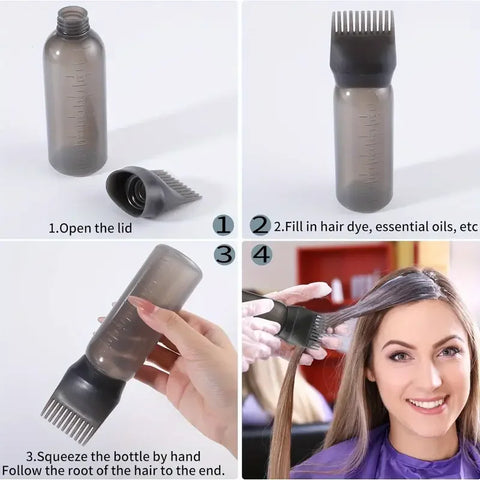 2pcs/set Applicator Bottle Shampoo Brush Scalp Massage Hair Brush Oil Applicator for Hair Care 3-in-1 Hair Treatment Tool