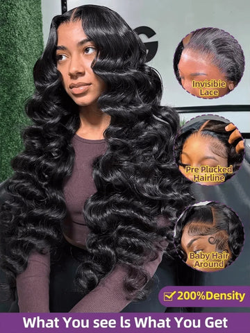 Loose Deep Wave Wig High Density 13x6 Hd Lace Frontal Wig 30 40 Inch Curly Lace Front Human Hair Black Women Brazilian Hair Wigs