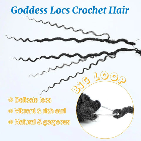 Faux Locs synthetic Crochet Hair 14 inch Pre Looped Goddess Locs Crochet Hair With Curly Ends Crochet Hair Extensions For Women