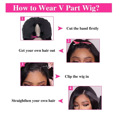 30 Inches Long Straight Human Hair Wig 210 Density V part Wig Upgrade Upart Wigs 100% Human Hair Head Clip In Half Wig For Women