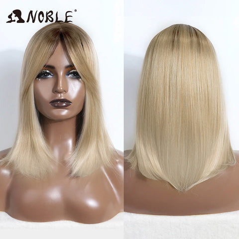 Noble Cosplay Synthetic Wig With Bangs Long Straight Wig Ombre Blond Colored Wig Wig For Women Wig For Black Women Synthetic Wig