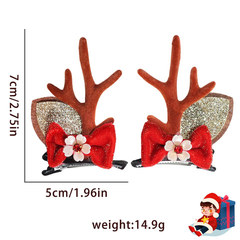 Christmas New Forest Bow Flower Pearl Antlers Hair Clip Holiday Party Dress Up Cute Hairpin Christmas Party Small Gifts Holiday