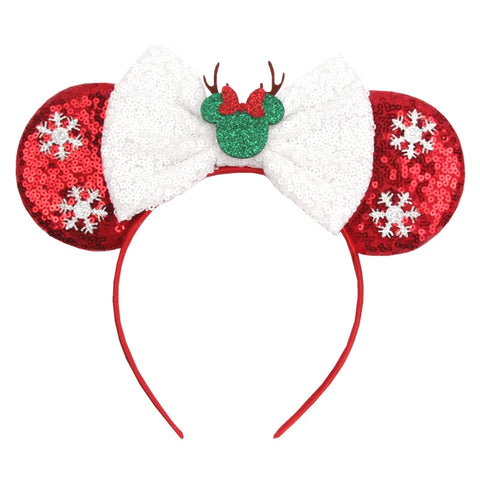 2024 New Christmas Mickey Minnie Mouse Headband Women Disney Ear Hairband Kids Xmas Party Hair Accessories Hot Festival Cosplay