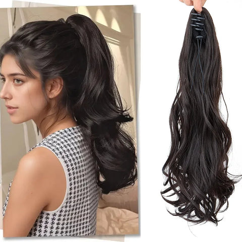 Synthetic Long Curly Ponytail Hair Extension Accessories Claw Clip Black Brown Hair Ponytail Wigs for Women