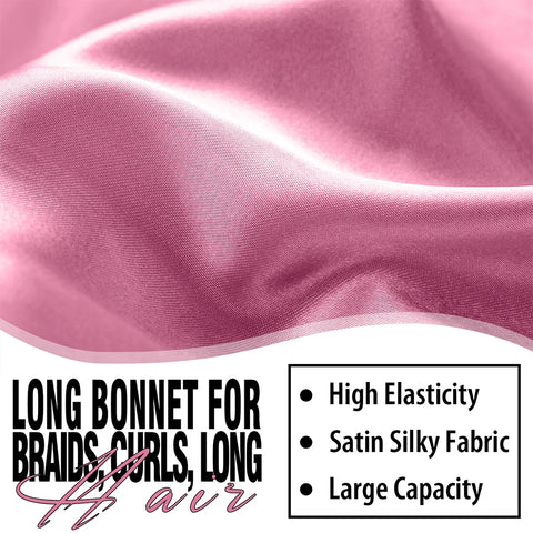 Extra Large Hair Long Silk Bonnet Cap With Elastic Satin Hair Band Comfortable Head Cover Night Sleep Hat For Sleeping Shower