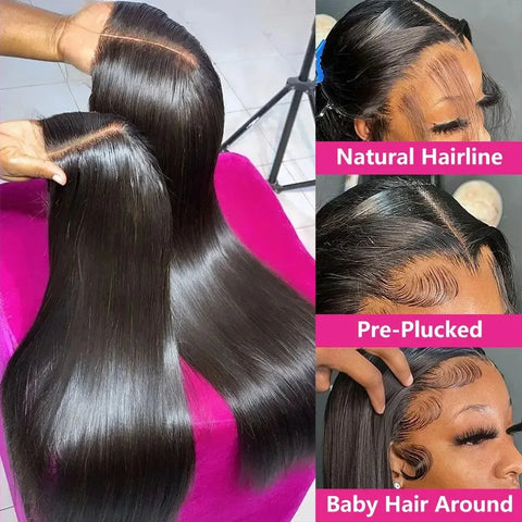 100% Human Hair Wigs Bone Straight 13x4 13x6 HD Lace Front Wig 5x5 Glueless Lace Frontal Wigs Pre Plucked For Women 30 34 Inch