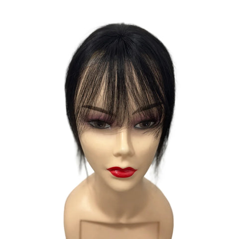 Magic Paste Hair Topper for Women Invisible Natural Looking Human Hair Bangs Fringe No Clip Design Covers Hair Loss