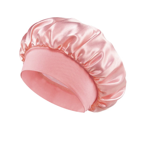 1pc Women's Solid Color Satin Wide-Brimmed Shower Cap, Suitable for Daily Use Silk Bonnet Satin Bonnet Shower Cap