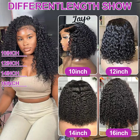 Glueless Deep Wave Bob Wig Brazilian Human Hair 13x6 Pre Cut HD Lace Front Wig Wear Go Curly Short Bob Wigs For Black Women