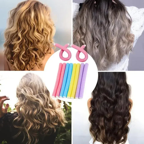 10pcs Flexible Hair Curling Rod Hair Curler Makers Soft Foam Bendy Twist Curls Flexi Rollers Styling Tools Hair Roller No Heat
