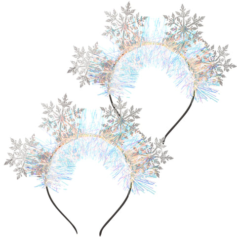 2Pcs Snowflake Headband Christmas Holiday Party Hair Accessories Festive Hair Ornament Decoration Snowflake Headband