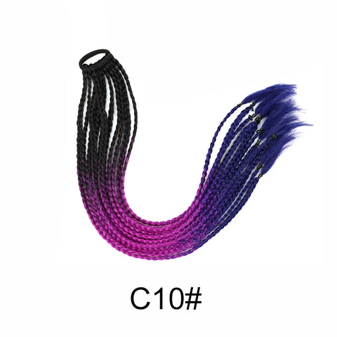Synthetic 24Inch Y2K Rainbow Horsetail Wig Long Boxing Braid Hair Ponytail Extension High Temperature Fiber Hairpiece for Women