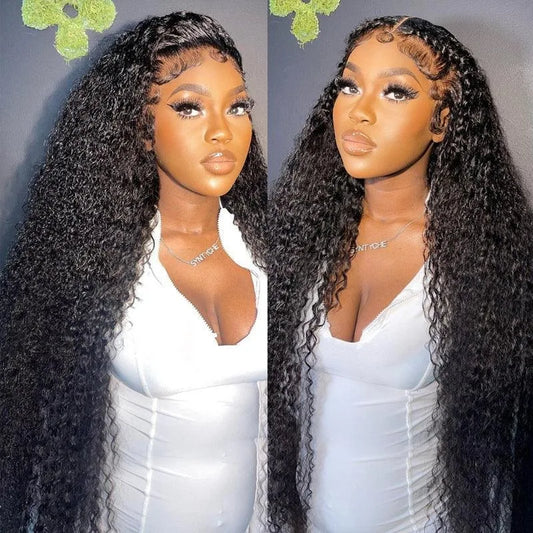 180 Density 13x6 Deep Wave Lace Front Human Hair Wigs 40 Inch 13x4 HD Transparent Water Wave Curly Lace Frontal Human Hair Wig