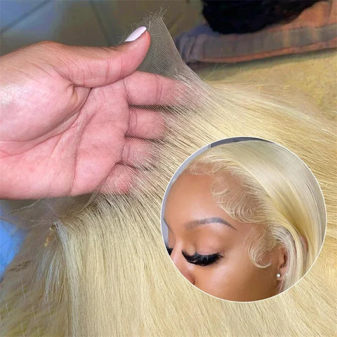 HD Transparent 613 Blonde Straight 13x4 13x6 Lace Front Human Hair Wigs For Women Colored Lace Frontal Wig PrePlucked Brazilian
