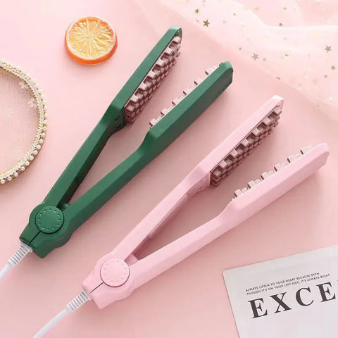 3D Grid Hair Crimper Volumizer Ceramic Professional Hair Fluffy Corrugated Curler Flat Iron Corn Hair Splint Perm 4 Temperatures
