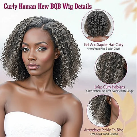 Salt And Pepper Wigs Human Hair 13x4 Grey Lace Front Wig Human Hair Pre Plucked Hairline Deep Curly Salt and Pepper Bog Wig