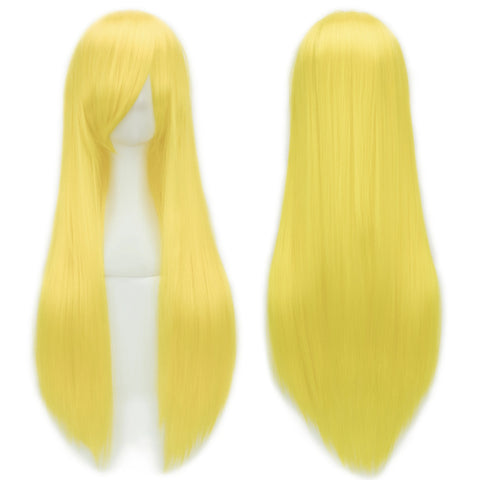 Soowee 80cm Long Synthetic Hair White Purple Cosplay Wigs Party Black Hair Straight Wig Hairpiece for Women