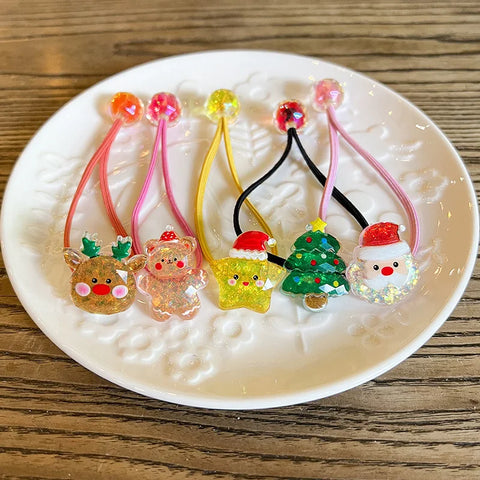 2 Pieces Cute Christmas Tree Princess Elastic Hair Bands Kids Hair Accessories Girls Hair Ropes Princess Headwear for Children
