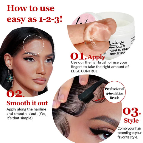 LOKMIO 50g edge control 24 Hour Extra Hold Hair Gel Pomade Broken Hair Finishing Styling Cream Smooth Anti-Frizz Wax