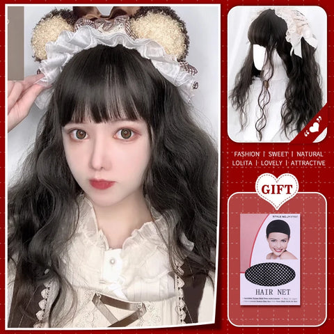 WTB Synthetic Long Straight Hair Black Lolita Wigs with Bangs for Women Fashion Female Cosplay Party Christmas Wigs Multicolor