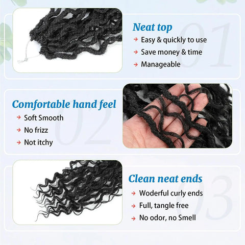Faux Locs synthetic Crochet Hair 14 inch Pre Looped Goddess Locs Crochet Hair With Curly Ends Crochet Hair Extensions For Women