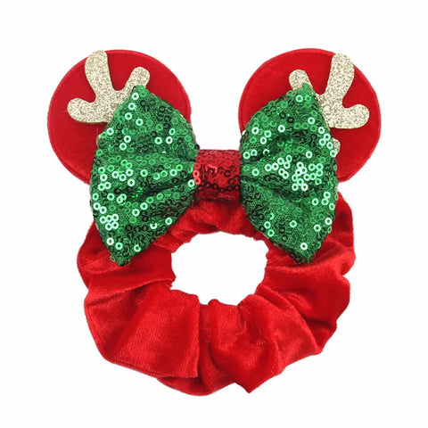 Disney Christmas Day Scrunchies Haarband Vrouwen Elastische Paardenstaart Houder Meisjes Pailletten Strik Kids Haaraccessoires