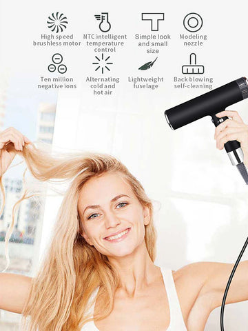 Professional Hair Dryer Hot and Cold Strong Wind High Speed BLDC Motor Negative Ions Blow Dryer Reduce Damage Hair Care Dryer