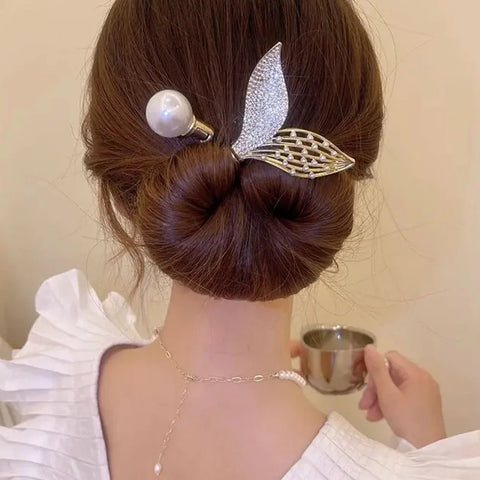 Rhinestone Flower Hair Clip Hair Bun Maker Bundle Lazy Curler Braider Hair Styling Tools Accessories For Ponytail Holder