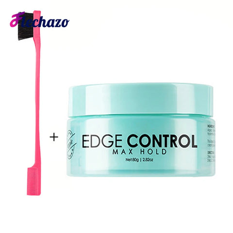 Water Based Edge Control Strong Hold No White Residue Lay Down Baby Hair Oil Wax Cream Edges Control Gel with Brush for 4C Hair