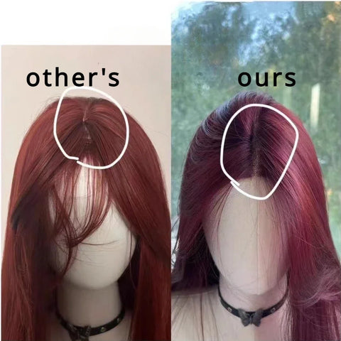 Red Wig Long Straight Lace Front Wig for Woman Nature Synthetic Lace Wigs for Cosplay Daily Use Heat Resistant Headband Wigs
