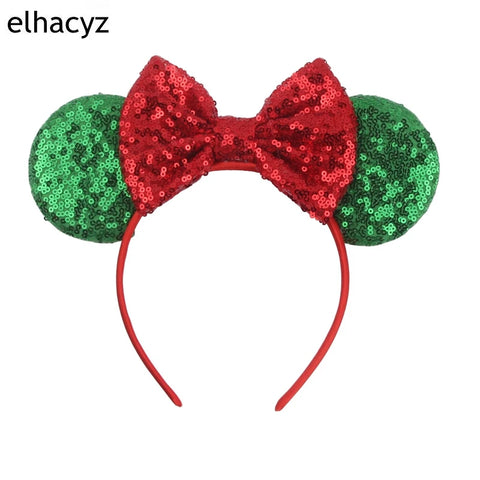 2024 New Christmas Mickey Minnie Mouse Headband Women Disney Ear Hairband Kids Xmas Party Hair Accessories Hot Festival Cosplay