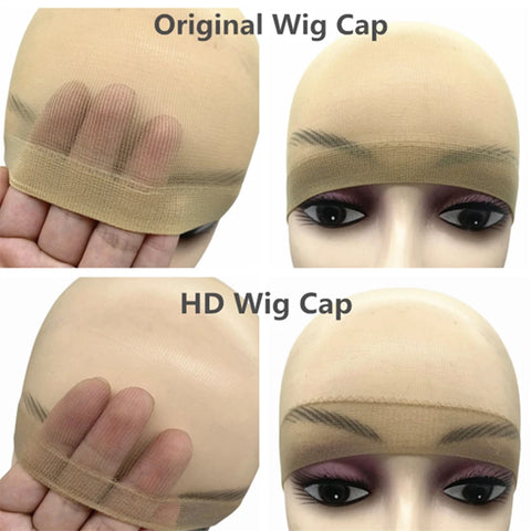 2pcs/bag Transparent HD Wig Cap Invisible and Sheer Breathable Ultra-thin Stretchy Stocking Caps for Lace Front