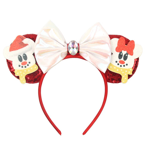 2024 New Christmas Mickey Minnie Mouse Headband Women Disney Ear Hairband Kids Xmas Party Hair Accessories Hot Festival Cosplay
