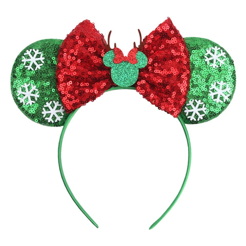 2024 New Christmas Mickey Minnie Mouse Headband Women Disney Ear Hairband Kids Xmas Party Hair Accessories Hot Festival Cosplay