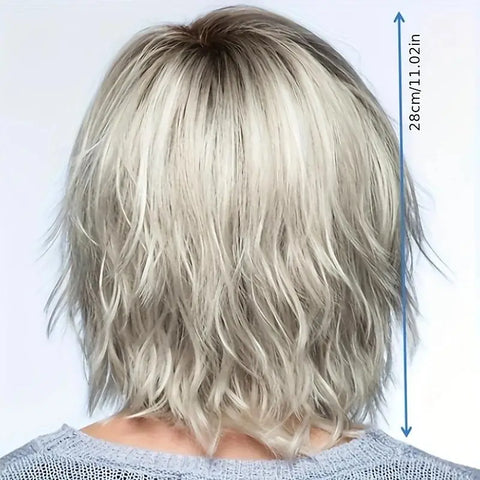 HAIRJOY Synthetic Hair Grey  Wig for White Women Short Curly  Wigs  for Daily Party Use