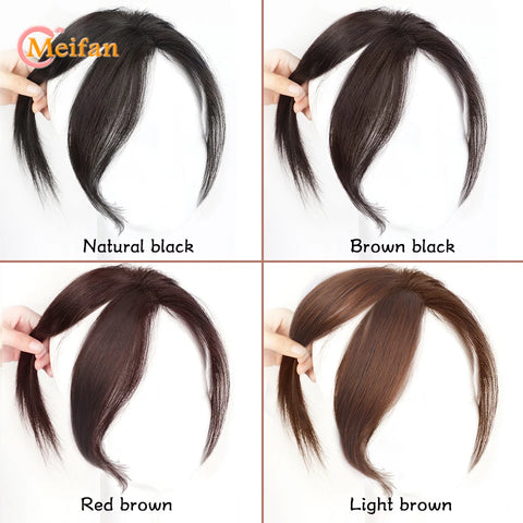 MEIFAN Synthetic Middle Part Topper Hairpiece with Bangs Clip-In Bangs Extension Natural Invisible Clourse Hairpiece for Women