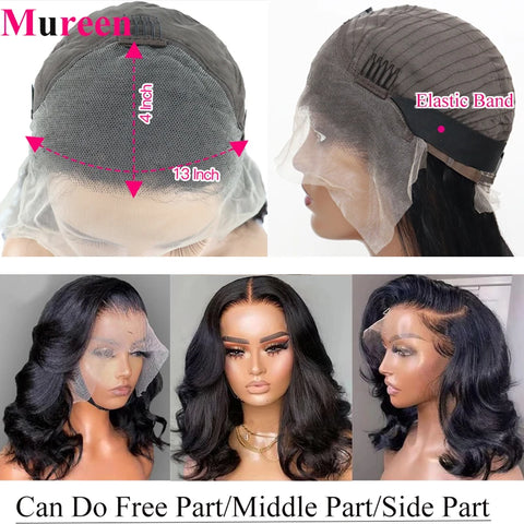 250% Density Lace Front Bob Wigs Human Hair 13x4 HD Lace Glueless Bob Wig Human Hair Short Body Wave Frontal Bob Wigs for Women