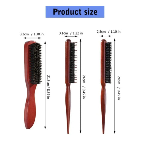 Mane Bristle Hair Brush Set with Fluffy Hair Brush Mouse Tail Hair Teasing Hairbrush Beard Shaving Brush Edge Hair Styling Tools
