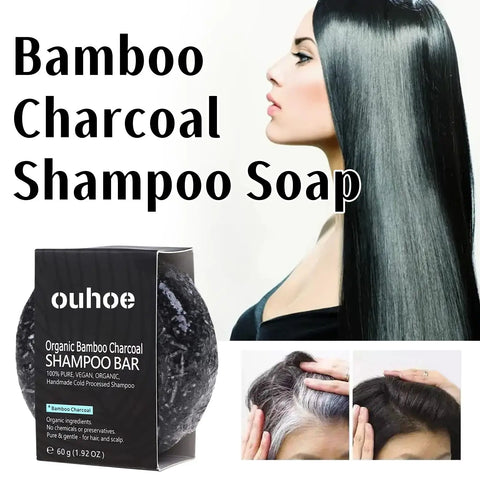 Bamboo Charcoal Shampoo Soap Deep Clean The Scalp Create Dark And Thick Hair Improve Dryness Hair Nourish Charcoal Shampoo Soap