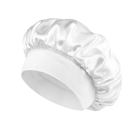 1pc Women's Solid Color Satin Wide-Brimmed Shower Cap, Suitable for Daily Use Silk Bonnet Satin Bonnet Shower Cap