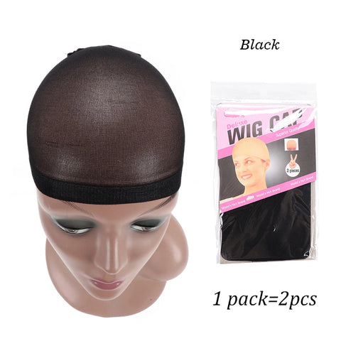 Yajukai New Stocking Cap For Wigs 2Pcs Cheap Hair Net For Wigs Bald Cap Beige Brown Nylon Stocking Wig Cap Stretchy Hair Cap