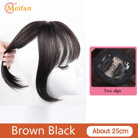 MEIFAN Synthetic Middle Part Topper Hairpiece with Bangs Clip-In Bangs Extension Natural Invisible Clourse Hairpiece for Women