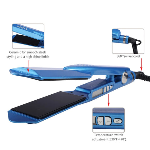 Hair Straightener Wide Titanium Flat Iron for Professional Hair Straightening 470F° Fast Heat up Dual Voltage Flat Iron