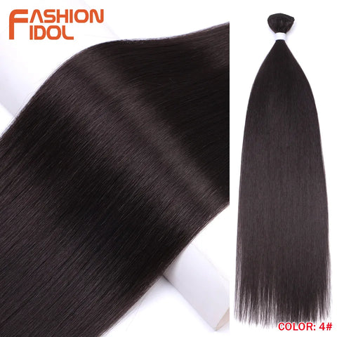 Yaki Straight Hair Extension Salon Natural Synthetic Hair Bundles Colorful High Temperature Fiber Ombre Blonde Fake Hair