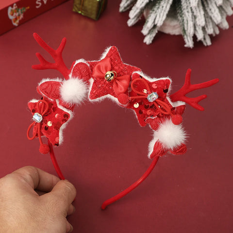 Christmas Antler Bowknot Headband Women Party Decoration Christmas Headwear Girls New Hair Hoops Fashion Hair Accessories